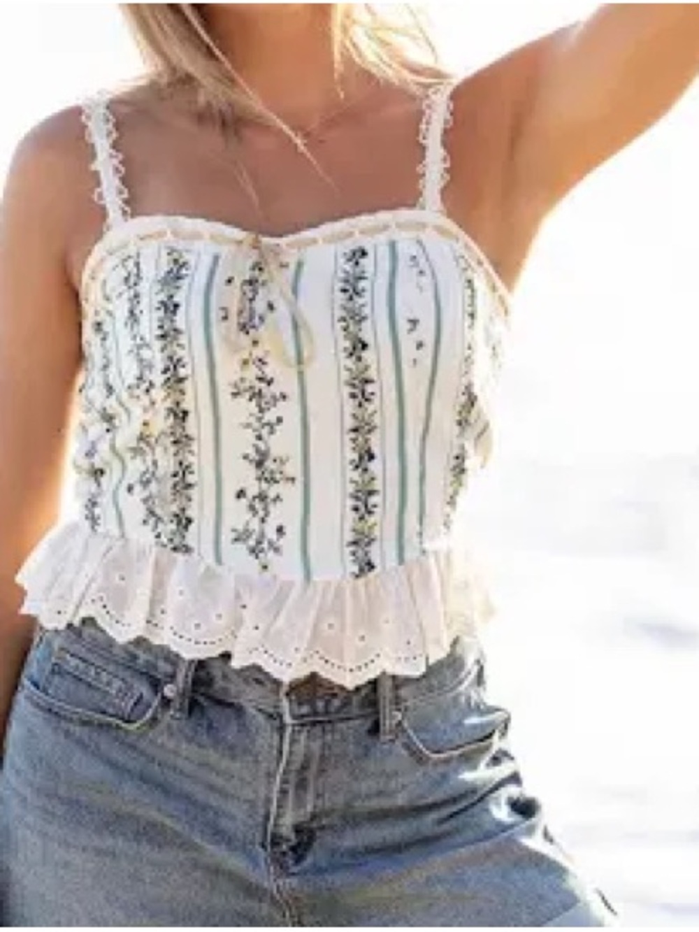 Thirty Thirty LA Floral Corset Peplum Cami Top | Size Small | Cottagecore